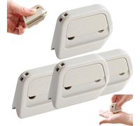 Auto-Retract Ceramic Mini Box Cutter with Auto-Retractable Blade, Pocket Sized Right Angle Groove Design, Fridge Magnet Portable Opener for Home Office Travel & Cardboard Craft Using (4 Pcs,Khaki)