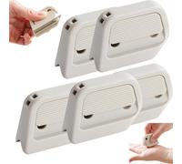 Auto-Retract Ceramic Mini Box Cutter with Auto-Retractable Blade, Pocket Sized Right Angle Groove Design, Fridge Magnet Portable Opener for Home Office Travel & Cardboard Craft Using (5 Pcs,Khaki)