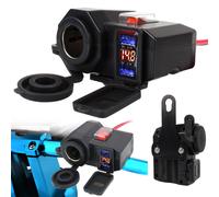 Auto Socket 12-24V para motores 2x USB 2.1A y medidor de voltaje