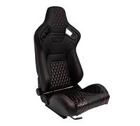 AUTO-STYLE Asiento Deportivo 'AK' - Cuero Artificial Negro + Costuras Rojas - Respaldo Ajustable de Doble Cara - in orrederas