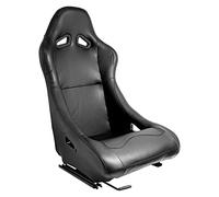 AUTO-STYLE Asiento Deportivo 'BW' - Cuero Artificial Negro - Respaldo Fijo - incl. Correderas