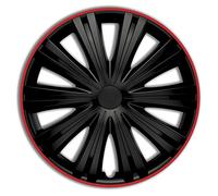 AUTO-STYLE Juego de 4 Tapacubos Giga R 13 pulgadas Negro/Rojo