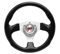 AUTO-STYLE Volante universal 'Eruption' - Ø295mm - Piel sintética negra + radios plateados