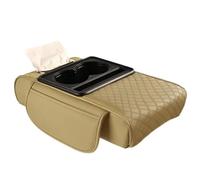 auto Vasos de Bebidas Portavasos Bolsillos De Almacenamiento Laterales Reposabrazos De Coche Cojín De Aumento Consola Central Reposabrazos Cojín Organizador Funda De Reposabrazos(Beige)