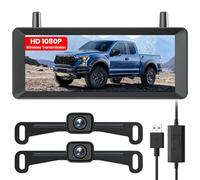 AUTO-VOX Kit de 2 cámaras de marcha atrás inalámbricas: 18.3 cm con pantalla dividida dual 1080P HD Monitor con grabación DVR, cobertura delantera y trasera, señal estable, cámara de marcha atrás para