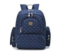 Auto Wayfeng WF® Bebé Bolsa de Pañales Smart organizador impermeable viaje Mochila para pañales con cambiador y cochecito Clips azul Dark Blue Dot