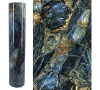 Autoadhesivo Brillante Azul oscuro Mármol Vinilo Película Muebles Etiqueta de papel de pared Papel tapiz Mural para paredes de cocina Backsplash Table Cabinets Decal 40CMX3M