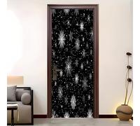 Autoadhesivo Pegatina para Puertas Mural 77x200 cm Copo de nieve romántico Extraíble Adhesivo para Puertas para de pared puerta Decoración Negro Arte Adhesivo Puerta para Cocina de Baño