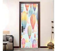 Autoadhesivo Pegatinas Para Puertas 77x200 cm Romance Globo AerostáTico Nubes Pegatinas Impermeables, Vistoso 3D Vinilos Pegatina para Puertas DecoracióN Del Hogar BañO u Oficina