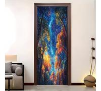 Autoadhesivo Pegatinas Para Puertas 95x215 cm De EnsueñO Bosque Cielo Estrellado Pegatinas Impermeables, Vistoso 3D Vinilos Pegatina para Puertas DecoracióN Del Hogar BañO u Oficina