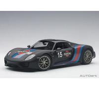 Autoart 77929 - 1/18 Porsche 918 Spyder Weissach Package - Negro Mate / Martini