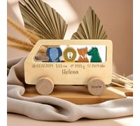 Autobús de animales de madera Trixie – personalizable a partir de 18 meses – Sin personalización