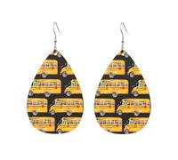 Autobús Escolar Amarillo Aretes De Cuero Suave Aretes Cómodo Pendiente Para Día De La Madre Aniversario Mujer