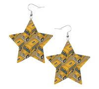 Autobús Escolar Amarillo Clásico Pendiente De Cuero Suave Aretes Cómodo Pendiente Para Aniversario Día De La Madre Mujer