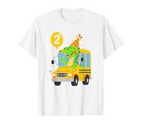 Autobús Escolar de Dinosaurio de 2 años de Edad, Conductor T-Rex Camiseta