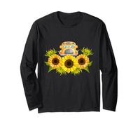 Autobús Escolar Girasol Floral Acuarela Ruta Conductor Manga Larga