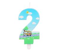 Autobús Escolar Vela Cumpleaños Números, Vibrante Autobús Escolar Vela Cumpleaños Tartas Decoración para Niños Fiestas de Transporte Tartas Decoración (Número 2)