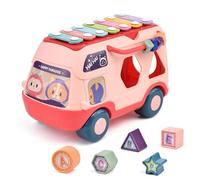 Autobús musical, juguete de percusión bebé, Piano de golpes de juguetes interactivos con música/luz, historia preescolar Tell Vehículo para la edad de 1-3 Early Education Puzzle Machine para la f