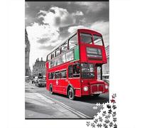 Autobús Rojo de Dos Pisos Rompecabezas Escena Calle Londres Style Cartón Reciclado 1000 Piezas, Adultos/niños 12+, Descompresión, Regalo Personalizado Cumpleaños 70x50cm/1000pcs