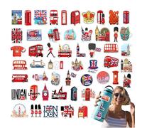 Autobús rojo - Red Union Jack Londres Buss Papel autoadhesivo Lindo Dibujos Animados Londres Autobús Pegatinas | Álbum de recortes, papelería, cuaderno, botellas de agua, portátil, equipaje, taza