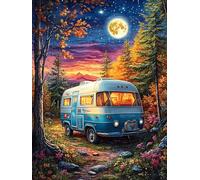 Autocaravana a la luz de la luna Puzzle 1000 Piezas Cartón Resistente Para Coleccionistas Animales fantásticos de animales salvajes Entretenimiento Toda La Familia Mejora Memoria Pack Completo Para Na