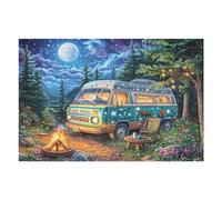Autocaravana Bosque Hoguera Acampada Vida Relajada Rural Salvaje Puzzle 1000 Piezas para Adultos Relajante Divertido Y Estimulante Aficionados A Puzzles Y Hobby 1000 PCS（75x50cm）