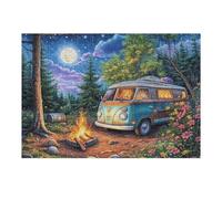 Autocaravana Bosque Hoguera Acampada Vida Relajada Rural Salvaje Puzzle 300 Piezas para Adultos Divertido Cautivador Y Relajante Actividades Familiares 300 PCS（40x28cm）