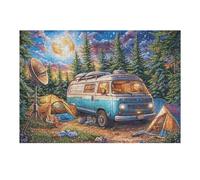 Autocaravana Bosque Hoguera Acampada Vida Relajada Rural Salvaje Puzzle 300 Piezas para Adultos Divertido Agradable Y Relajante Ocio Familiar Y Hobby 300 PCS（40x28cm）