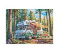 Autocaravana Bosque Hoguera Acampada Vida Relajada Rural Salvaje Puzzle 500 Piezas para Adultos Divertido Estimulante Y Relajante Hobby Y Entretenimiento En Casa 500 PCS（52×38cm）