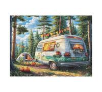 Autocaravana Bosque Lago Acampada Vida Relajada Rural Salvaje Puzzle 500 Piezas para Adultos Divertido Estimulante Y Relajante Ideal para Hobby Y Pasatiempos Diarios 500 PCS（52×38cm）