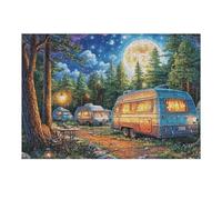 Autocaravana Bosque Luz Nocturna Acampada Vida Relajada Rural Salvaje Puzzle 300 Piezas para Adultos Divertido Estimulante Y Creativo Actividades En Familia Y Amigos 300 PCS（40x28cm）