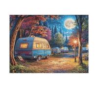 Autocaravana Bosque Luz Nocturna Acampada Vida Relajada Rural Salvaje Puzzle 500 Piezas para Adultos Divertido Estimulante Y Relajante Ocio Y Actividades Familiares 500 PCS（52×38cm）