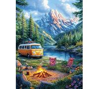 Autocaravana en la orilla del lago Puzzle 300 Piezas Cartón Resistente Para Adultos Cuentos de hadas de animales salvajes fantásticos Entretenimiento Individual Desconectar Estrés Colgar En Pared Idea