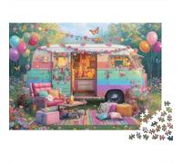 Autocaravana Retro Exterior Puzzle de 1000 Piezas Papel Jardín de ensueño Fiesta Puzzle para Adultos Relajación Concentración Decoración Hogar Regalo 52x38cm/1000pcs