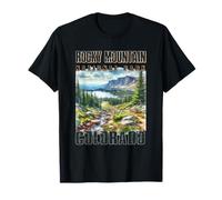 Autocaravana retro para excursionistas del Parque Nacional de las Montañas Rocosas de Colorado Camiseta