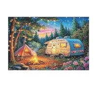 Autocaravana Tienda Bosque Hoguera Acampada Vida Relajada Rural Salvaje Puzzle 1000 Piezas para Adultos Agradable Divertido Y Relajante Pasatiempos Y Hobby 1000 PCS（75x50cm）