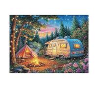 Autocaravana Tienda Bosque Hoguera Acampada Vida Relajada Rural Salvaje Puzzle 500 Piezas para Adultos Agradable Divertido Y Relajante Hobby Y Actividades Tranquilas 500 PCS（52×38cm）