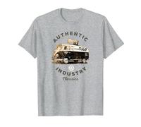 Autocaravana Volkswagen Authentic Industry Classics Camiseta, Hombre, Gris Jaspeado, 5XL