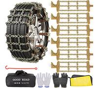 AutoChoice Emergency Snow Chains, Tire Chains with Thickened Manganese Steel for Car Truck SUV in Ice, Sand and Mud(6 Packs, Tire Width 195-235mm)