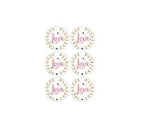 Autocollantes 3D Ø 4 cm - Amor sobre fondo blanco