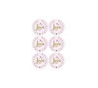 Autocollants 3D Ø 4 cm - Amor sobre fondo rosa claro