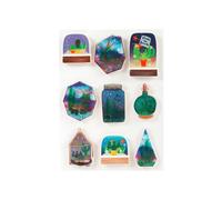 Autocollants 3D brillantes - GRAINE CREATIVE - Cactus y suculentas - 9 autocollantes - Multicolor - Mixto