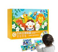 Autocollants en Mousse Animaux 3D - Jeu Éducatif Amusant De 12 Pièces,Jeu de Puzzle Autocollants en Mousse - Pour Décoration Bureau Noël Projet Artistique École Maison Fête Loisir Activité Familiale