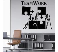 Autocollants muraux noir et blanc, autocollants muraux pour le travail d'équipe, le bureau, la construction d'équipe, decoration d'espace de travail, autocollants muraux en vinyle imperméables 85 x 80