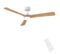 AUTODAY Ventilador de techo 132 cm de madera clara con iluminación LED