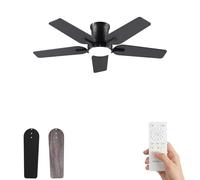 AUTODAY Ventilador De Techo Con Luz Led, 24W Regulable, Motor Dc Silencioso 32W, 122 cm, Aspas Contrachapado Bicolores, Mando A Distancia Con Memoria, 6 Velocidades, Negro