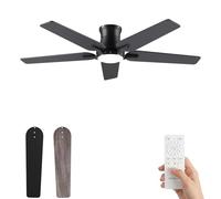 AUTODAY Ventilador De Techo Con Luz Led, 24W Regulable, Motor Dc Silencioso 35W, 132 cm, Aspas Contrachapado Bicolores, Mando A Distancia Con Memoria, 6 Velocidades, Negro