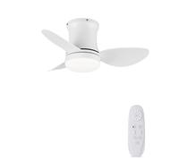 AUTODAY Ventilador De Techo Pequeño Silenciador Dc De Techo Con Luz 6 Velocidad Reversible 3 Palas, Mini Led Ventilador De Techo Con Control Remoto,Función Memoria,Temporizador (blanco)