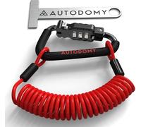 Autodomy Candado Casco Moto | Antirrobo Casco Moto con Mosquetón, Código de Seguridad, Cable de Acero Flexible de 150 cm y Adaptador T