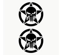 Autodomy Pack de 2 Adhesivos Estrella Militar Pegatina | Pegatinas Calaveras con Estrella Militar | Pegatina Coche 4x4 Off Road Todoterreno | Pegatinas Coche Exterior (Negro, 10 cm)